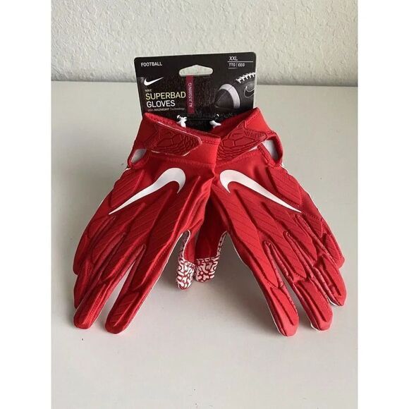 NIKE SUPERBAD 5.0 PADDED FOOTBALL GLOVES RED/WHITE CJ9339-663 Men’s Size 2XL - Picture 1 of 7